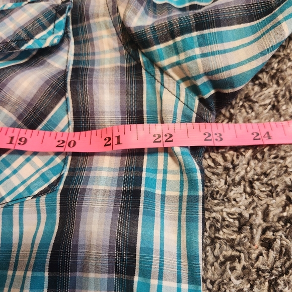 Cody James Saddle Ranch Turquoise Gray Plaid Button Down Size Large - Picture 12 of 16